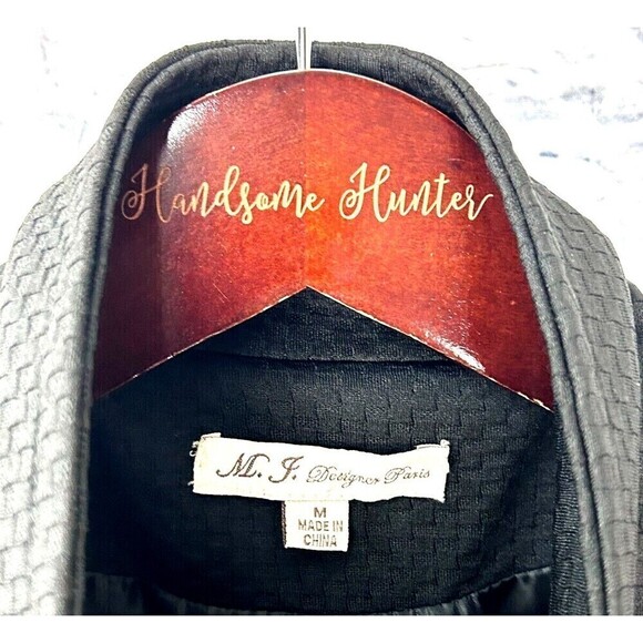 MJ Designer Paris Women Sz M Black Peacoat Lined Button Down Double Breasted U4 - Picture 10 of 12